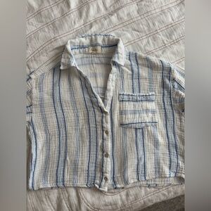 Love Notes Blue and White Striped Crop Top